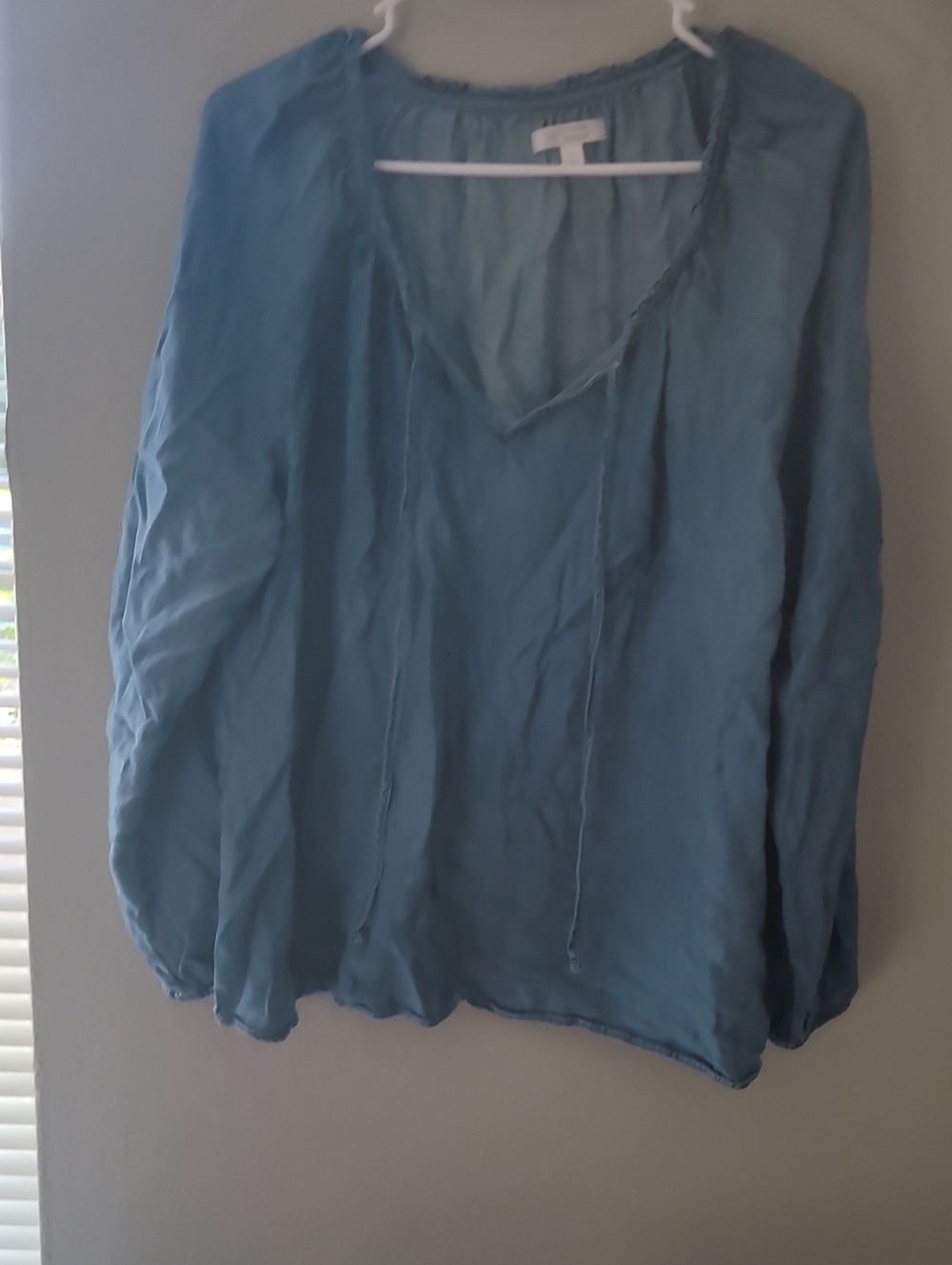 LC Lauren Conrad Dusty Blue V-Neck Gauze Tunic
